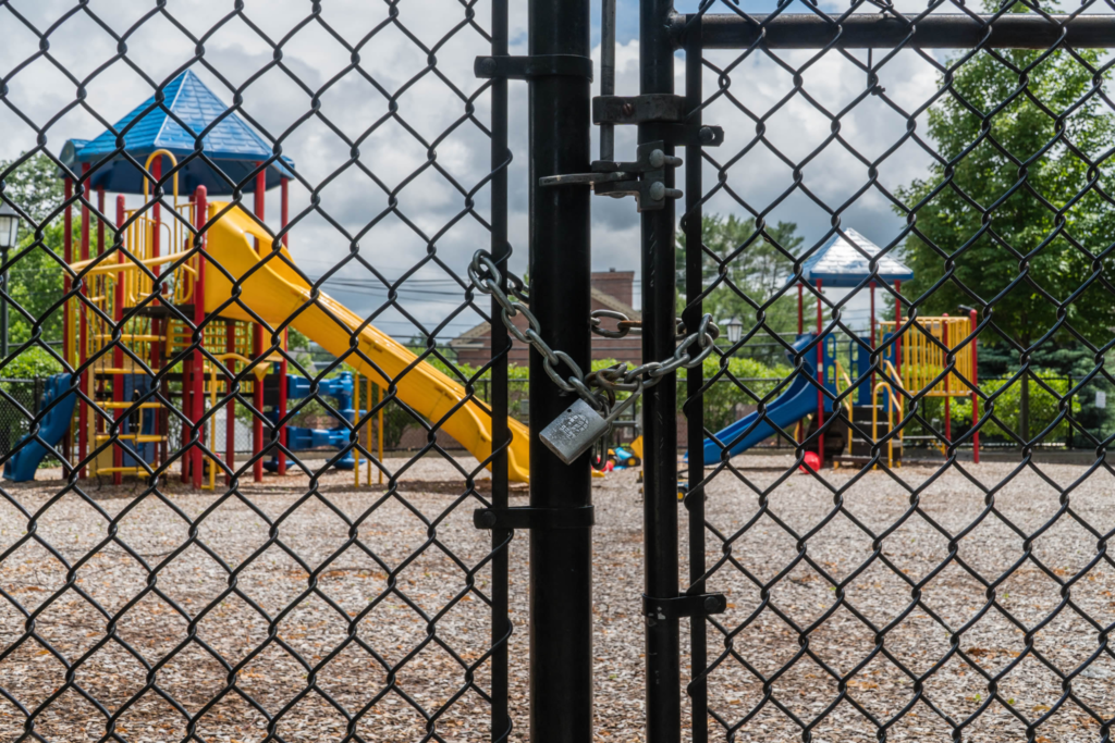 Locked gate around a playground